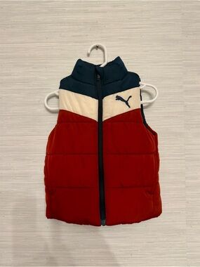 NWOT Kids Puma burgundy, Navy & Cream Colorblock Puffer Vest: Size 2T